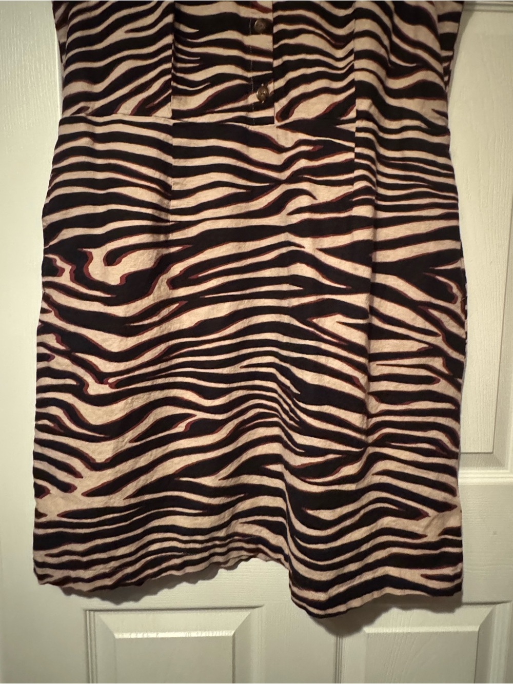 Liz Claiborne Sz XL Linen Black and Cream Zebra Print Button Front dress - Picture 5 of 10